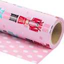 WRAPAHOLIC Reversible Christmas Wrapping Paper - Mini Roll - 17 Inch x 33 Feet - Pink Nutcracker Wrapping Paper and Polke Dot Design for Christmas, Holiday, Party Celebration