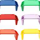 6 Pack Kids Lap Desk Tray with Storage Slots, Portable Lap Desk, Activity Tray, Drawing, Stackable, Writing, Eating, Classroom, 19.69" L x 9.84" W x 7.1" H (Multicolor)