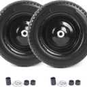 (2-PACK) 4.80/4.00-8" Flat Free Tire and Wheel - Universal Fit 14.5" Solid Wheelbarrow Tires with 3" Hub and 5/8" Bearings  Extra Adapter kit includes 3/4" Ball Bearings, 1" and 1/2" Nylon Spacers (14.5"(Flat Free Tire)