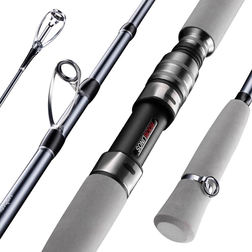 Raptor Saltwater Fishing Rod 6 Foot Spinning Casting 2 Pieces Offshore Boat Pole 27T High Carbon Fiber Baitcaster Lightweight Stainless Steel Guides Bass Trout Catfish Boat Fishing Rod