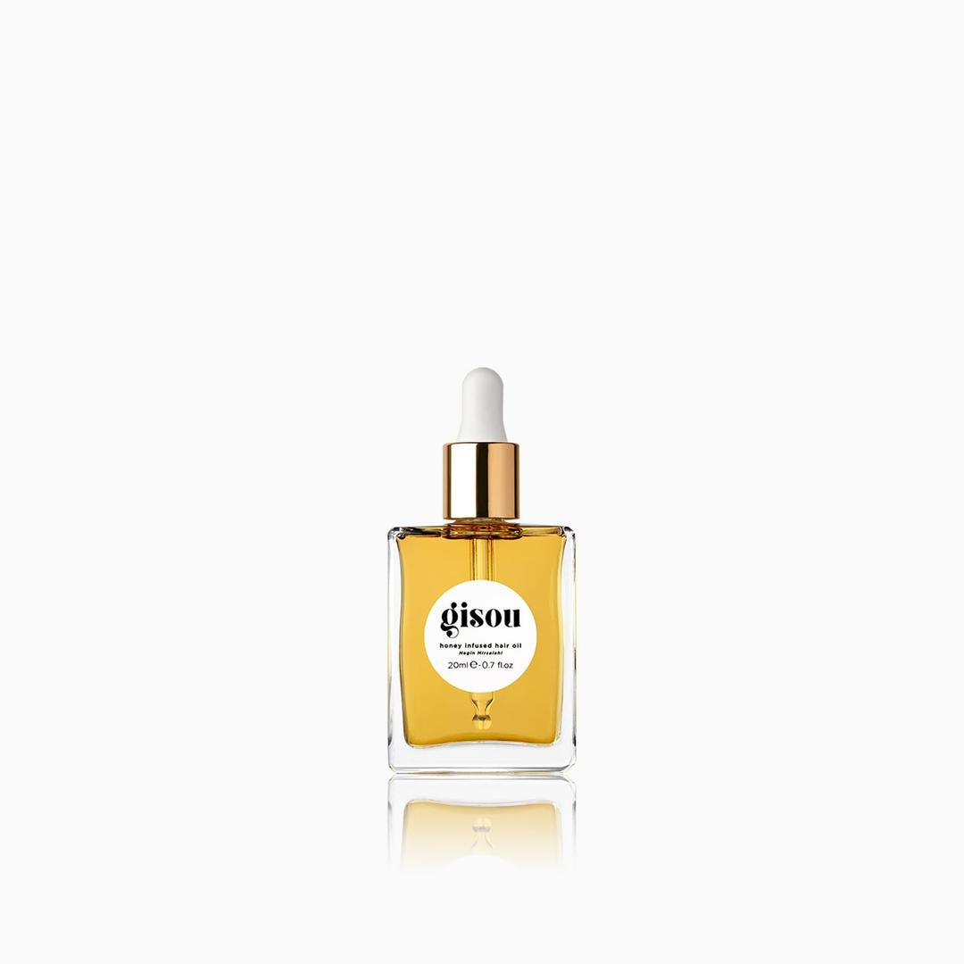 Gisou Honey Infused Hair Oil Mini - Hydrating & Frizz Control Luxury Treatment with Mirsalehi Honey, Adds Shine & Heat Protectant, Color Safe for All Hair Types, 0.7 Fl Oz