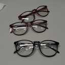 IBOANN Chic & Comfy Blue Light Glasses for Women - 3-Pack Round Frames, Screen-Ready Style with UV Protection Coating (C11 Light Black & Red & Violet Indigo)