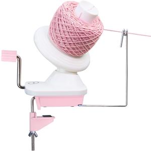 Olikraft Manual Yarn Winder | Yarn Ball Winder, Roller, Baller Crochet Spinner for Crocheting | Clamp for 1 3/4" Surfaces | Create Cakes up to 4oz (Pink)