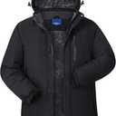 Winter Jackets Mens Skiing Coats Warm Waterproof Ski Snow Coat with Hooded for Cold Weather (X-Large, Black)