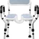 Shower Chair for Inside Shower, Upgraded U-Shape Shower Seat with Wider Seat Adjustable Height Tool-Free Non-Slip Private Bathroom Chair for Elderly and Disabled, Adults,Pregnant,Handicap