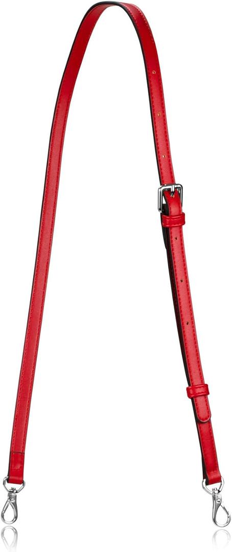 Allzedream Leather Purse Strap Replacement Crossbody Handbag Long Adjustable (Red, Silver Hardware)