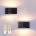 KICAAO Modern LED Wall Sconce,Warm White 3000K,Hardwired Indoor Black Wall Lights Set of 2 Up and Down Wall Mount Light for Living Room Bedroom Hallway Corridor Conservatory(with G9 Bulbs)