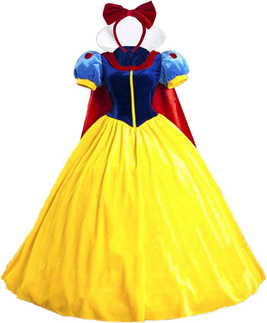 Baycon Halloween Classic Deluxe Princess Costume Adult Queen Fairytale Dress Role Cosplay for Kids Adult (XX-Large)