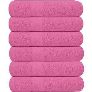 KAHAF COLLECTION Pack of 6 Bath Towels 27 x 54 Inches, 100% Cotton, Larger & Lighter Weight, Quicker to Dry, Super Soft and Absorbent, Perfect for Bathroom (Pink, Pack of 6 (27''x54''))