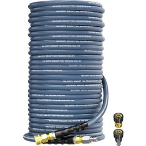 Pressure Washer Hose 200FT 3/8" for Cold and Hot Water 212F, with Swivel Quick Connect, 4500PSI Kink Resistant Grade Steel Wire Braided, Power Washer Hose With 2pcs M22-14mm Adapter