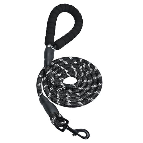 Amazon Basics Round Dog Leash, Heavy Duty, Durable Rope for Small, Medium, and Large Dogs, Lightweight Design for Walking, Training, and Outdoor Activities, Black, 6 Ft