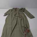 Womens Green Tulle Floral Beach Cover Up Sundresses with Belt Long Sleeves V Neck Summer Ruffle Tiered Dresses M