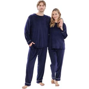 PJGGZ Matching Pajamas for Couples, Long Sleeve PJs for Men & Women Luxury Warm Soft Cozy Two Pieces Set Pijamas in Winter