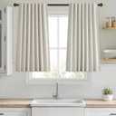 Blackout Curtains 45 Inch Long for Living Room Bedroom, Linen Drapes Room Darkening Thermal Insulated Noise Reducing Black Out Curtain with Back Tab 2 Panels Set 50" W