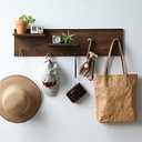 XAOHOME Wooden Pegboard, Sturdy Peg Board for WallsModular Grid Organizer, DlY Storage and Display Panels withShelves and Brass Hooks(Wainut Color)