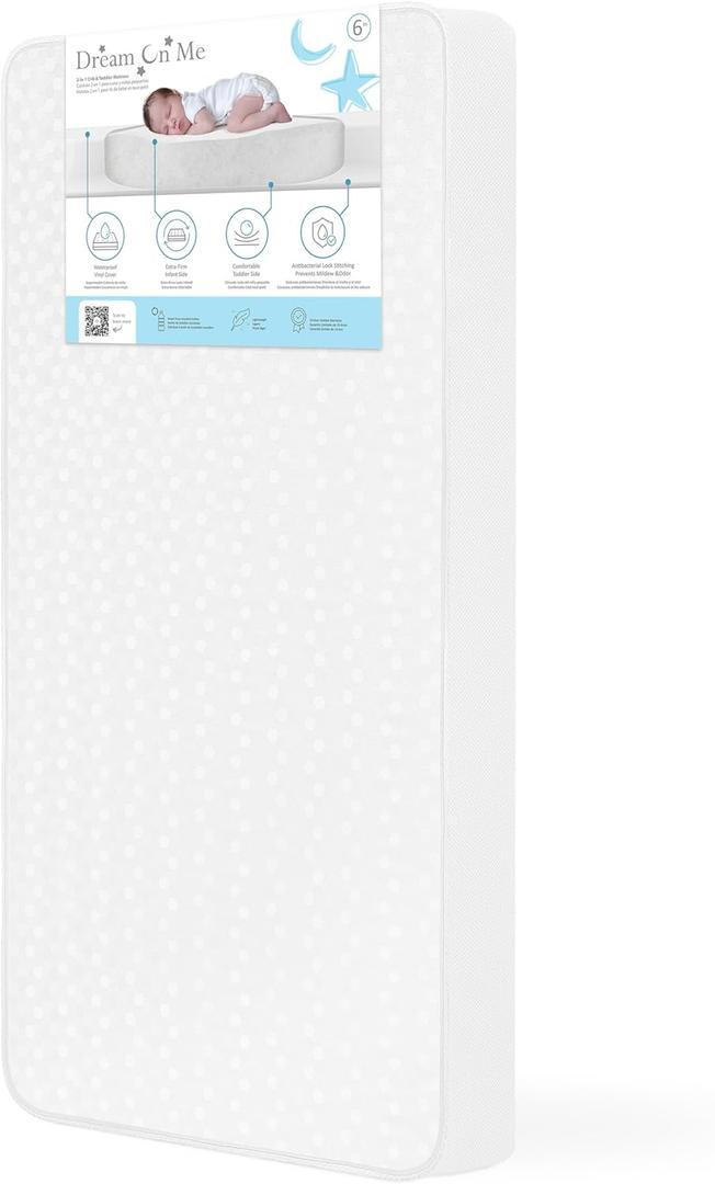 Dream On Me Breathable 6 Full Size Firm Fiber Crib and Toddler Bed Mattress | Greenguard Gold Certified | Certi-PUR US Layers | Breathe-Flow Technology | Waterproof Cover |