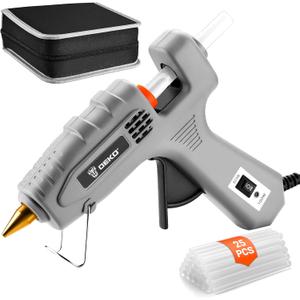 Hot Glue Gun Full Size: DEKOPRO 60/100Watt Dual Temp Hot Glue Gun Kit with 25 Glue Sticks, Organize Storage Case, Heavy Duty Heat Glue Gun Tool Set for Home Repair, Art & Crafts, DIY (Gray)