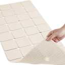 Bathtub Mat Non-Slip Silicone Soft Odorless Large Bath Mat No Suction Cups for Refinished,Reglazed and Textured Shower Mats Non Slip Extra Long Tub Mat (16x40inch Beige)