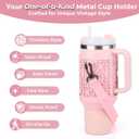 Metal Cup Holder with Strap for Stanley Cup 40 oz, Water Bottle Carrier Bag for Stanley Cup AccessoriesSports Water Bottle Accessories(Pink)