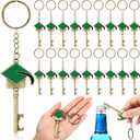 Simgoing 24 Pcs Graduation Party Favor for Guest 2026 Graduation Keychain Bronze Cap Bottle Opener Class of 2026 College Celebration Party Supplies(Green)
