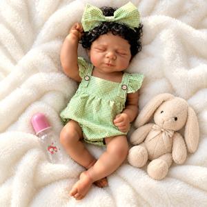 18 Inch Black Reborn Baby Doll, Washable Full Vinyl Sleeping Girl