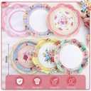 NatNarr 48 Pcs Floral Tea Party Paper Plates, 9 inch Disposable Vintage Paper Plates Garden Party Decoration for Birthday Baby Shower Bridal Wedding