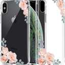 Floral Clear Pretty Phone Case for iPhone Xs/iPhone X 5.8 Inch for Women/Girls,Flower Design Transparent Slim Soft TPU Shockproof Drop Protection Silicone Cover Shell,FL-24