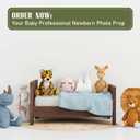 AceOrbit Newborn Photography Bed Props Wooden Vintage Baby Photo Prop Baby Photoshoot Props for Studio Photographers Newborn Photo Sessions Detachable Doll Bed, 16.5 x 11 Inch(Brown)