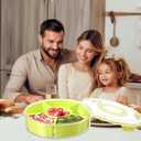Divided Serving Tray with Lid and Handle, Large Snack Spinner Container, Multi-Purpose Food Platter for Parties, Travel and Picnics, Green