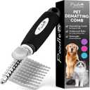 Poodle Dematting Fur Rake Comb Brush for Dogs and Cats - Long 2.5" Steel Safety Blades Metal Comb for Detangling Matted or Knotted Undercoat Hair (Black)