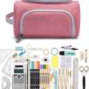 XQXA Extra Large Capacity Pencil Case Organizer, Multifunctional Pencil Pouch with Compartmens, Travel Simple Stationery Bag, Nylon Pencil Bag for Adults (Pink)