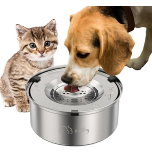 Dog Water Bowl Dispenser, No Spill Water Bowls for Dogs & Slow Feeder Stainless Steel Dog Bowl - Anti-Slip Pet Water Bowl Dispenser for Messy Drinkers