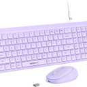 Purple Wireless Keyboard and Mouse Combo for Desktop Mac iPad Bluetooth 2.4 Ghz Rechargeable Slim Silent Click with Number Pad Compatible with Pc, Laptop, Tablet (Purple)