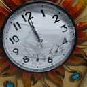 Sun Outdoor Clock with Thermometer and Hygrometer Combo, Silent No-Ticking Outdoor Wall Clock, Waterproof Quartz Clock for Patio, Living Room, Kitchen, Garden, 13 Inch