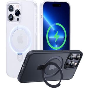 CASEKOO Designed for iPhone 13 Pro Max Case with Magnetic Invisible Stand [Military Drop Protection] [Compatible with MagSafe] Shockproof Translucent Matte Slim Promax Phone 6.7", Translucent White