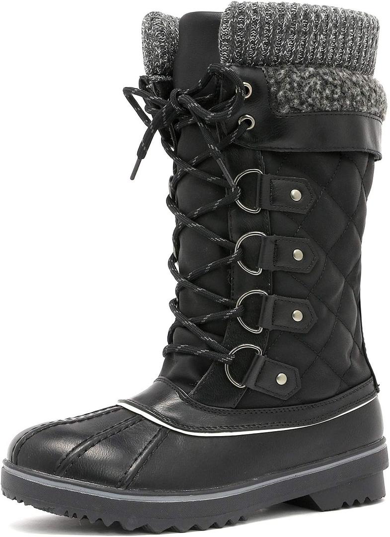 DREAM PAIRS Women's Mid-Calf Waterproof Winter Snow Boots MONTE_02 (7, Black)