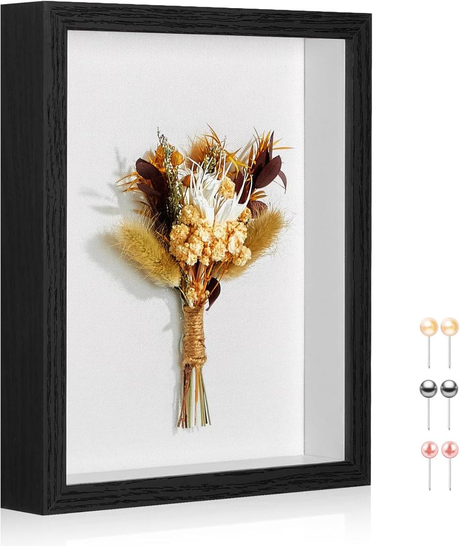 11x14 Shadow Box Picture Frame Display Case with Soft Linen Back-Thickened Panels,Large Black Deep Shadow Box Frame 11x14 for Graduation Flower Medal Pet Photo Craft Memorial Gift