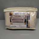 Velvet 100% Waterproof Chair Covers for Living Room Sofa Armchair Cover Washable Couch Arm Chair Slipcovers for Dogs Non Slip Quilted Furniture Protector with Pockets (Small, Beige)