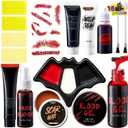 Spooktacular Creations 16 Pcs Halloween Family Makeup Kit Face Body Paint with Liquid Blood Gel, Fake Blood and More Easy On Makeup Set for Zombie Costume Cosplay Halloween Party Supplies