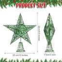 Blulu 10 Inches Green Christmas Star Tree Topper Xmas Tree Topper Glitter Tree-top Star for Christmas Decorations