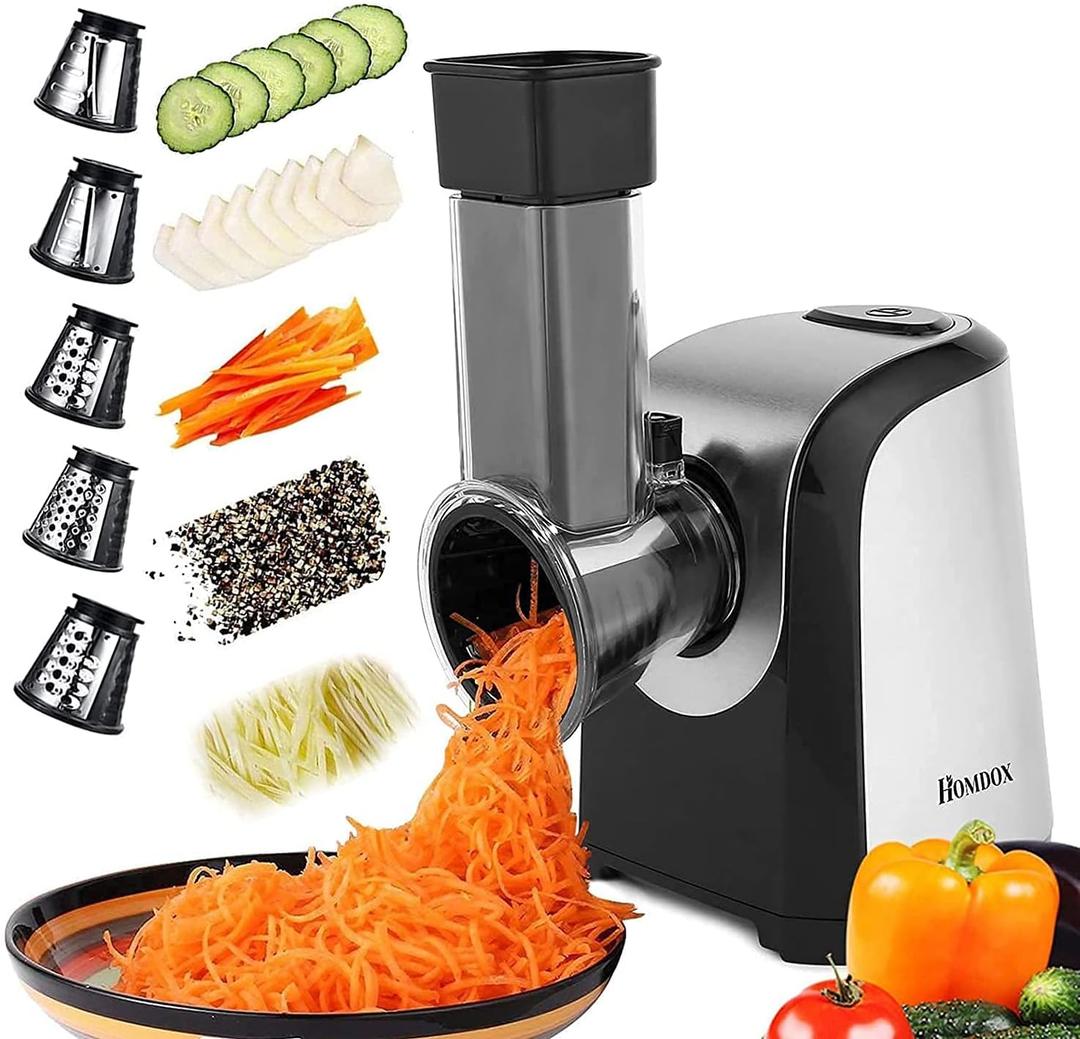 Electric Vegetable Graters Professional Salad Maker, Electric Slicer Shredder Graters for Kitchen, Gratersr/Chopper/Salad,Electric Salad machine for Vegetables Carrot Cheese Black