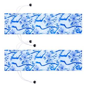 Bulyoou 2 Pcs Drawstring Mahjong Bags Protective Sleeve for Mahjong Racks and Pushers Printed Tile Bag 26 Inch, White, Empty Mah Jong Bag Only (White,Blue)