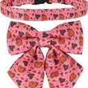PTDECOR Thanksgiving Dog Collar with Bowtie Adjustable Pink Turkey Collars Thanksgiving Collars for Small Dogs Pets (Small) (Neck 10"-14", Width 0.6")