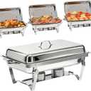 304 Stainless Steel Chafing Dishes for Buffet 4Pack, 9QT Chafing Dish Buffet Set, Food Warmers for Parties Buffet, Buffet Servers and Warmer, Warming Trays for buffets party, Roll Edge Designed Silver