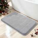 Yimobra Memory Foam Bath Mat, Super Soft Absorbent Bathroom Rug Non Slip, Quick Dry, Machine Washable Floor Carpet for Tub Shower, Home Decor Accessories, 24x17, Grey