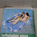 Inflatable Tanning Pool Lounger Float with Sprinkler, 77" x 48" Pool Floats Adult with Pillow, 6 in 1 Suntan Tub Raft Floatie with Drink Holder Sunbathing Water Lounge (Blue)