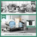 MOUKABAL Dish Drying Rack, Dish Rack, Stainless Steel Dish Racks for Kitchen Counter, Dish Drainer with Removable Utensil Holder, Drainboard (Black,Stainless Steel,13''W x 17''L)