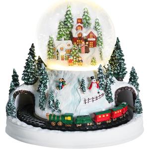 MUMTOP Christmas Snow Globes, Automatic Train Snow Globes with Musical Battery Operated LED Lights Glittering Music Water Globe Winter for Holiday Home Indoor Christmas Decor