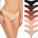 SHARICCA Women No Show Seamless Underwear Thong Invisible Soft Panties Multi Pack (Small, (7 Pack) Daily Beige)