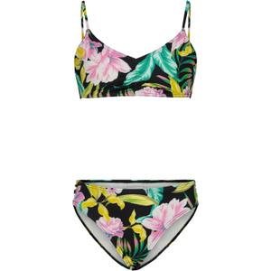 Billabong Girls' Two-piece Bikini Swimsuit Set, UPF 50+ Sun Protection, Quick-Dry Bathing Suit (Size 14, Tropics Black)